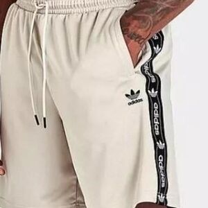 Adidas Men's Beige Shorts with Black Stripes